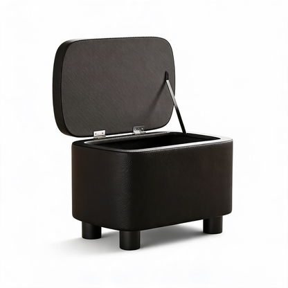 Pouf Coffre Cuir Noir