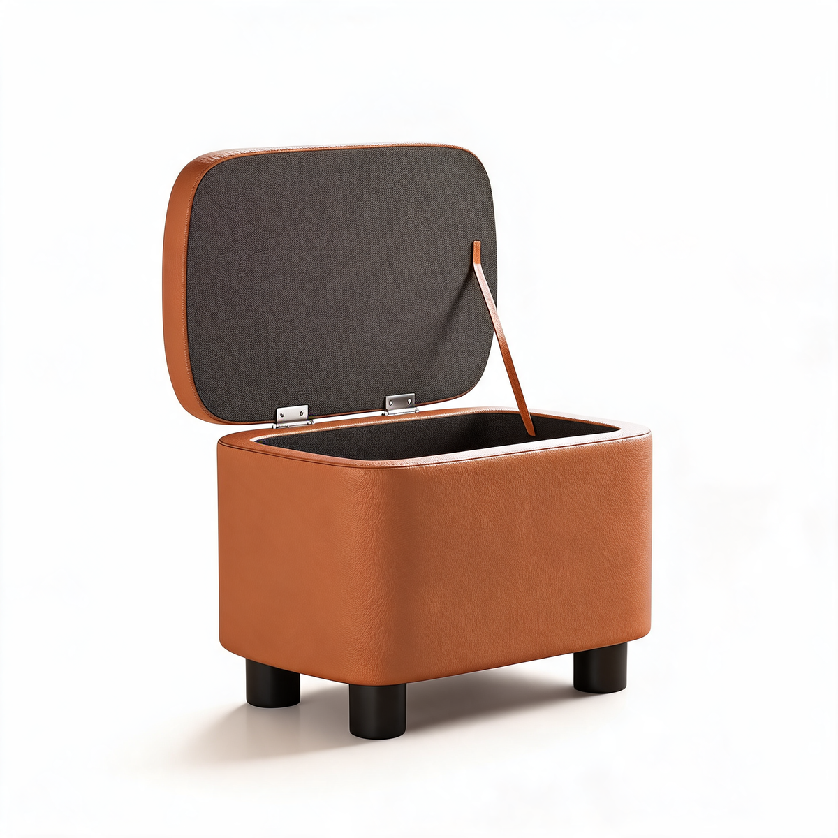 Pouf Coffre Cuir Orange