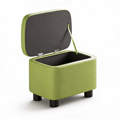Pouf Coffre Cuir Vert