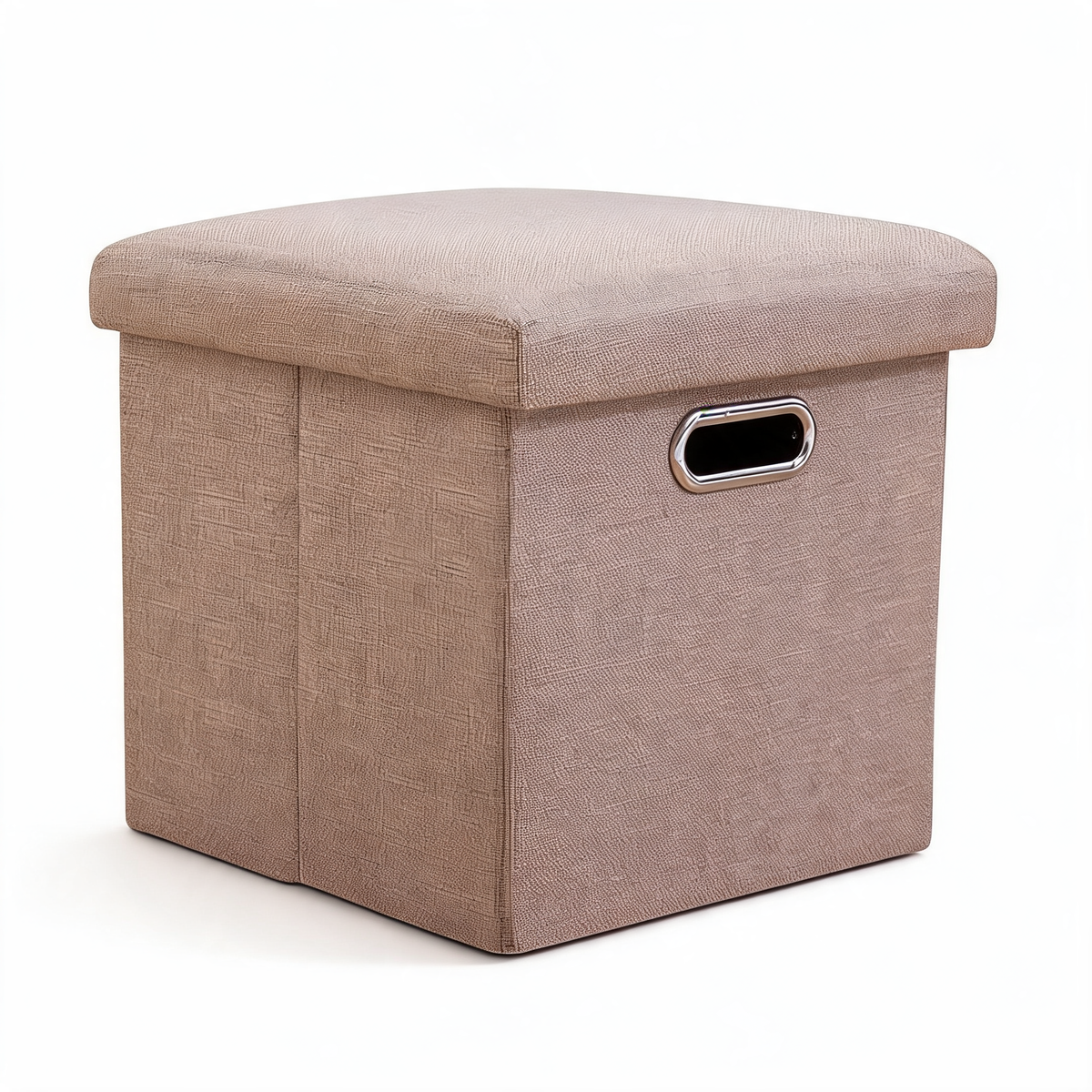 Pouf Cube Rangement Beige Chambre