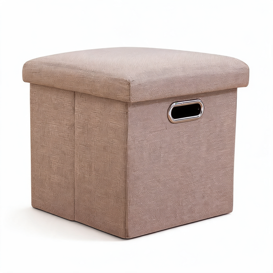 Pouf Cube Rangement Beige Chambre
