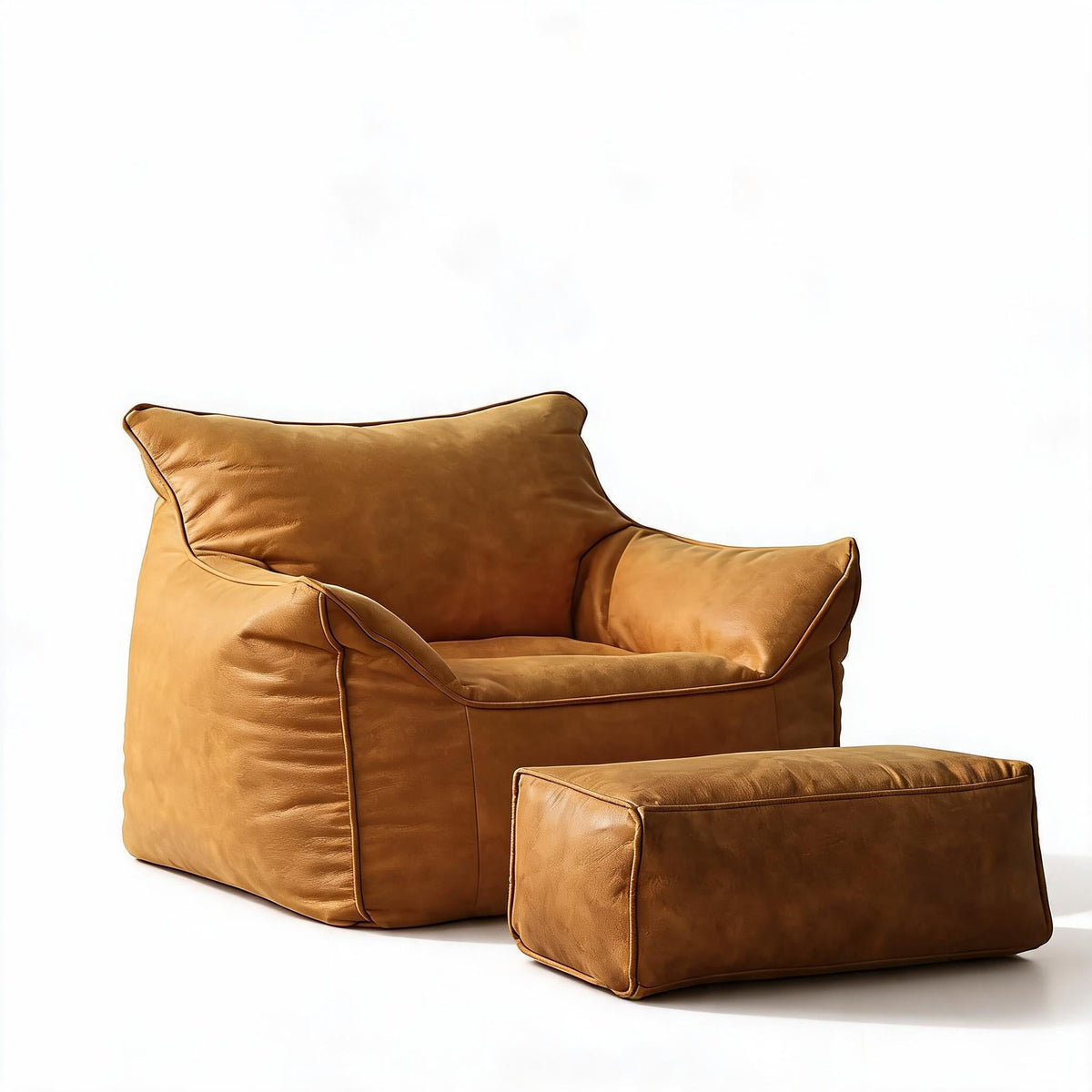 Pouf Cuir Jaune Fauteuil