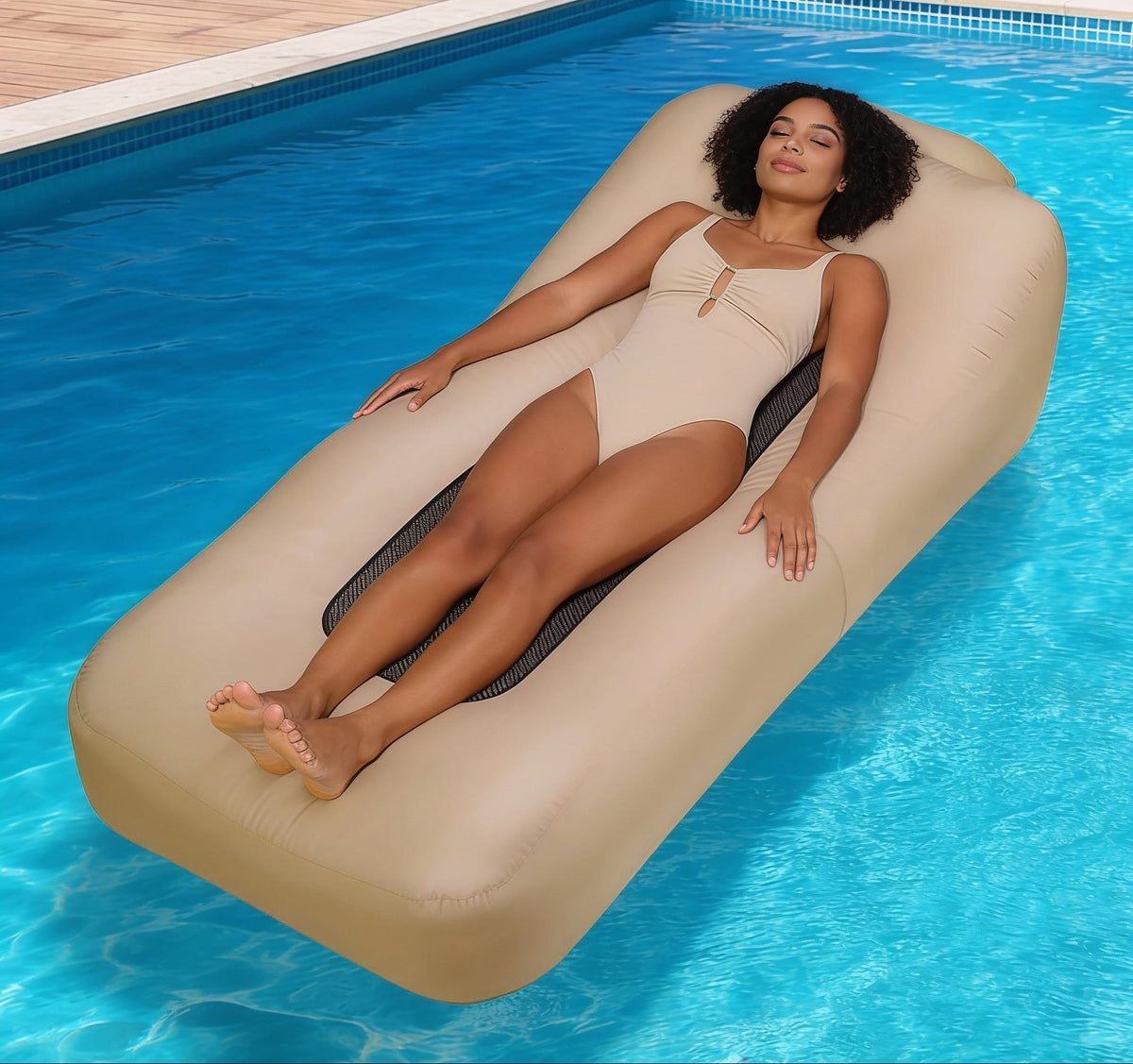 Pouf De Piscine Gonflable Kaki