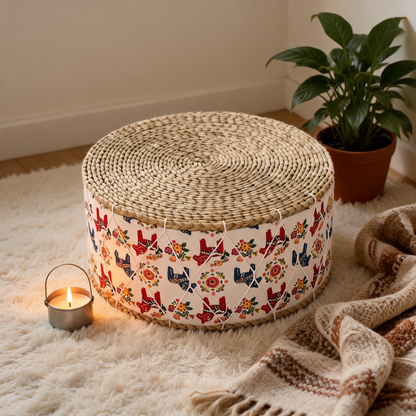 Pouf En Rotin Grand Tabouret Artisanal