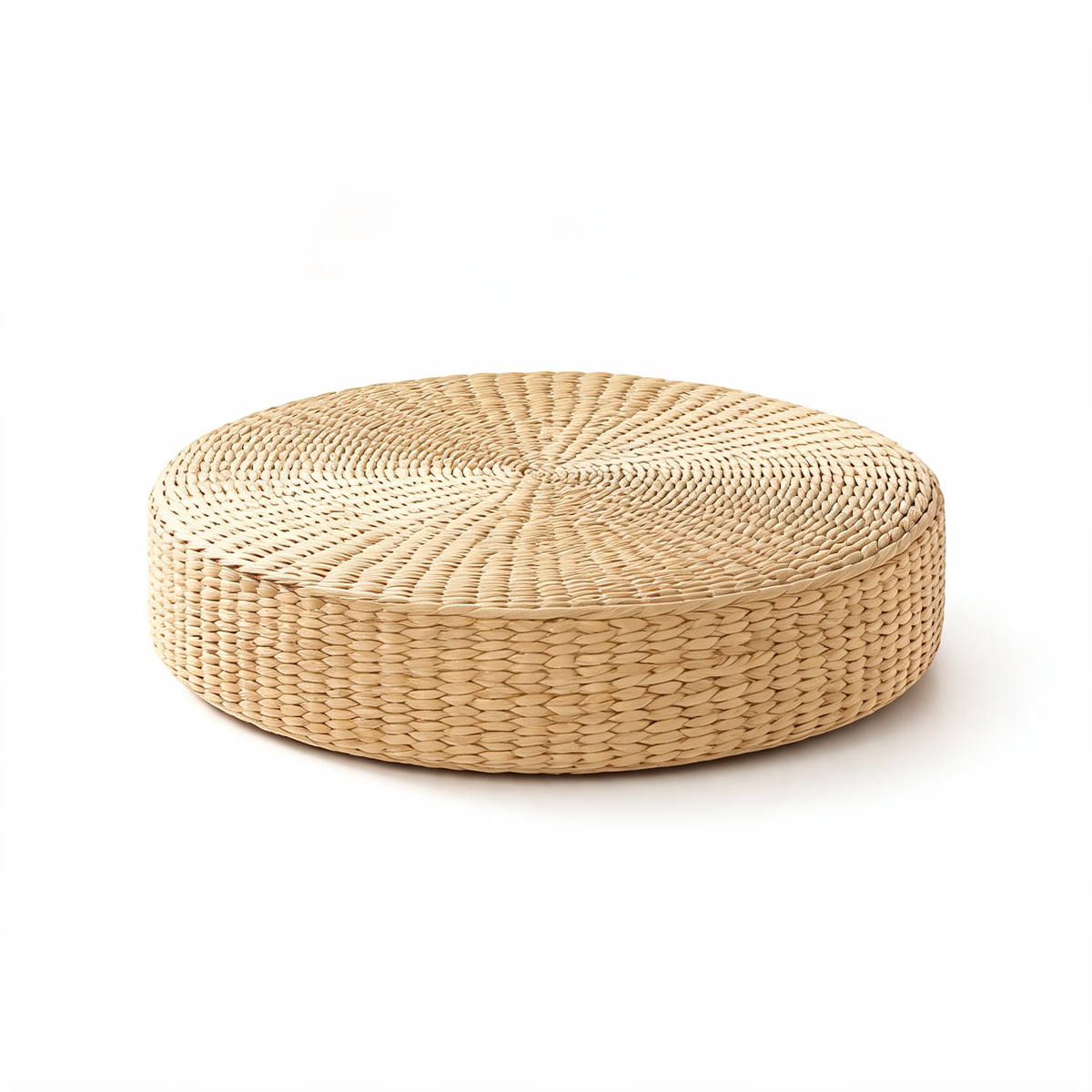 Pouf En Rotin Rond Tressé