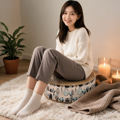 Pouf En Rotin Tabouret Campagne chic