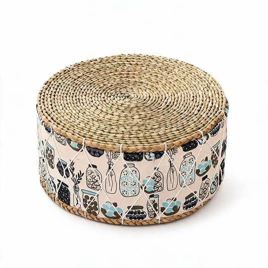 Pouf En Rotin Tabouret Campagne chic