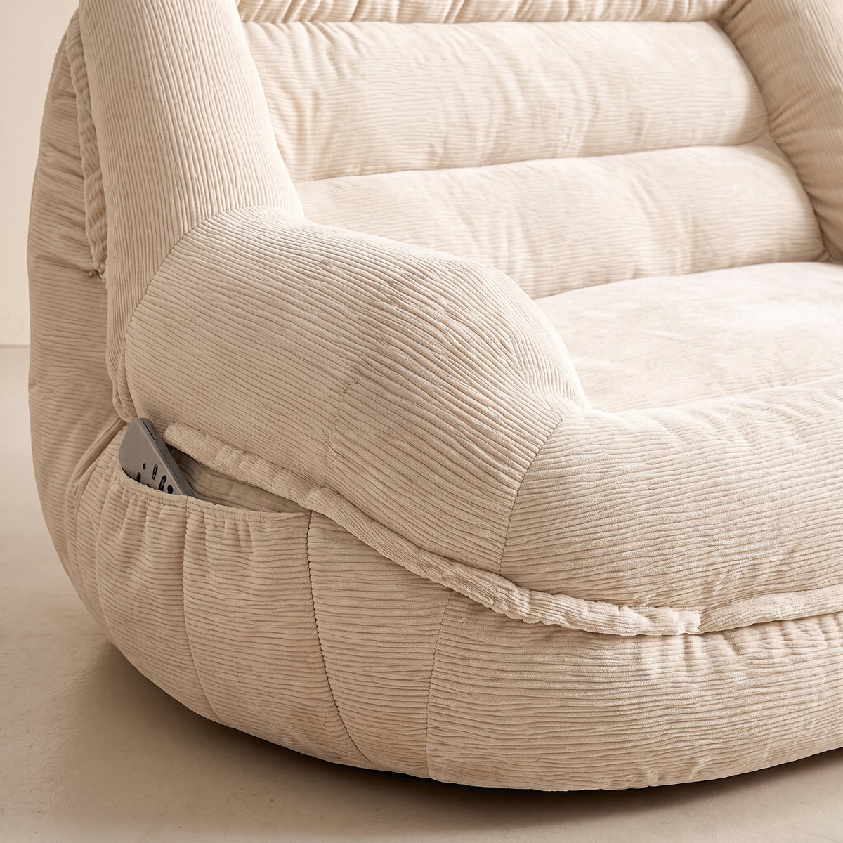 Pouf En Velours Côtelé Canapé Blanc