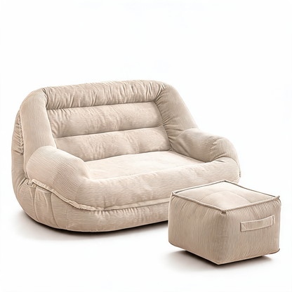 Pouf En Velours Côtelé Canapé Blanc