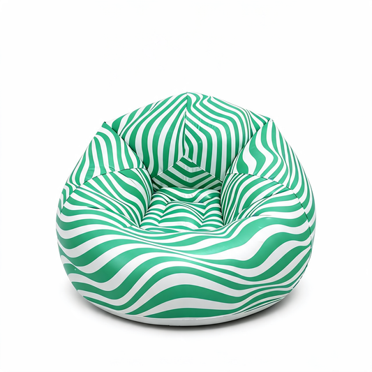 Pouf Gonflable Jardin Rayé Vert