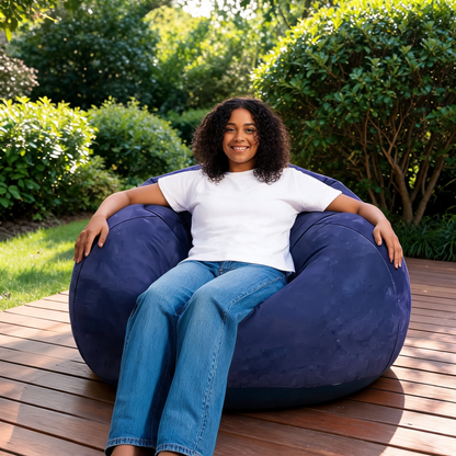 Pouf Gonflable Rond Bleu Uni