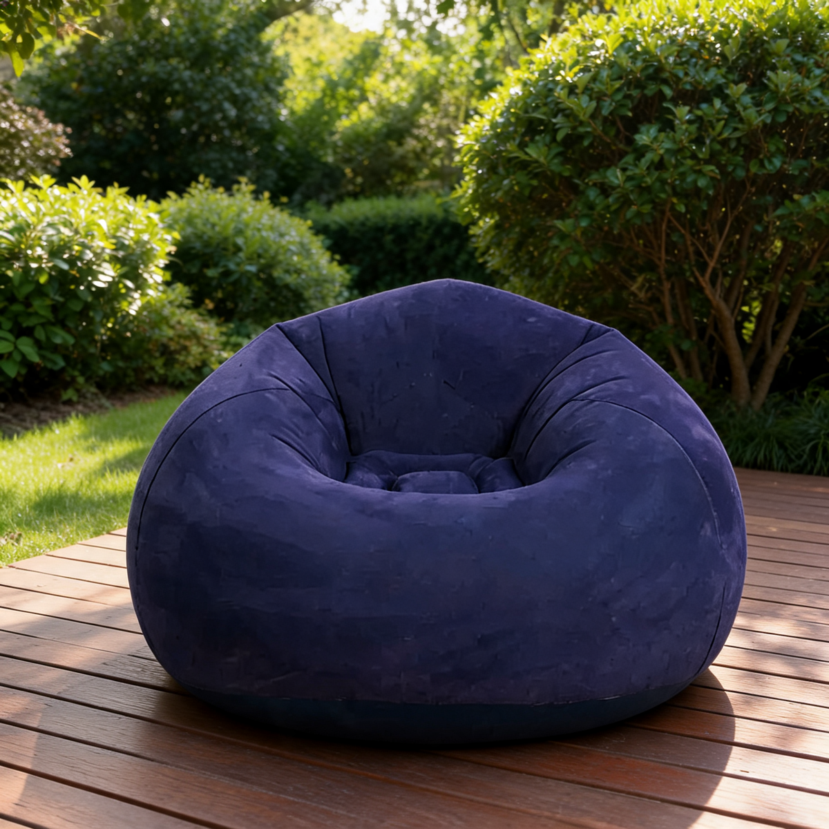 Pouf Gonflable Rond Bleu Uni