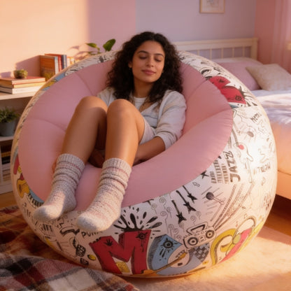 Pouf Gonflable Rose Chambre