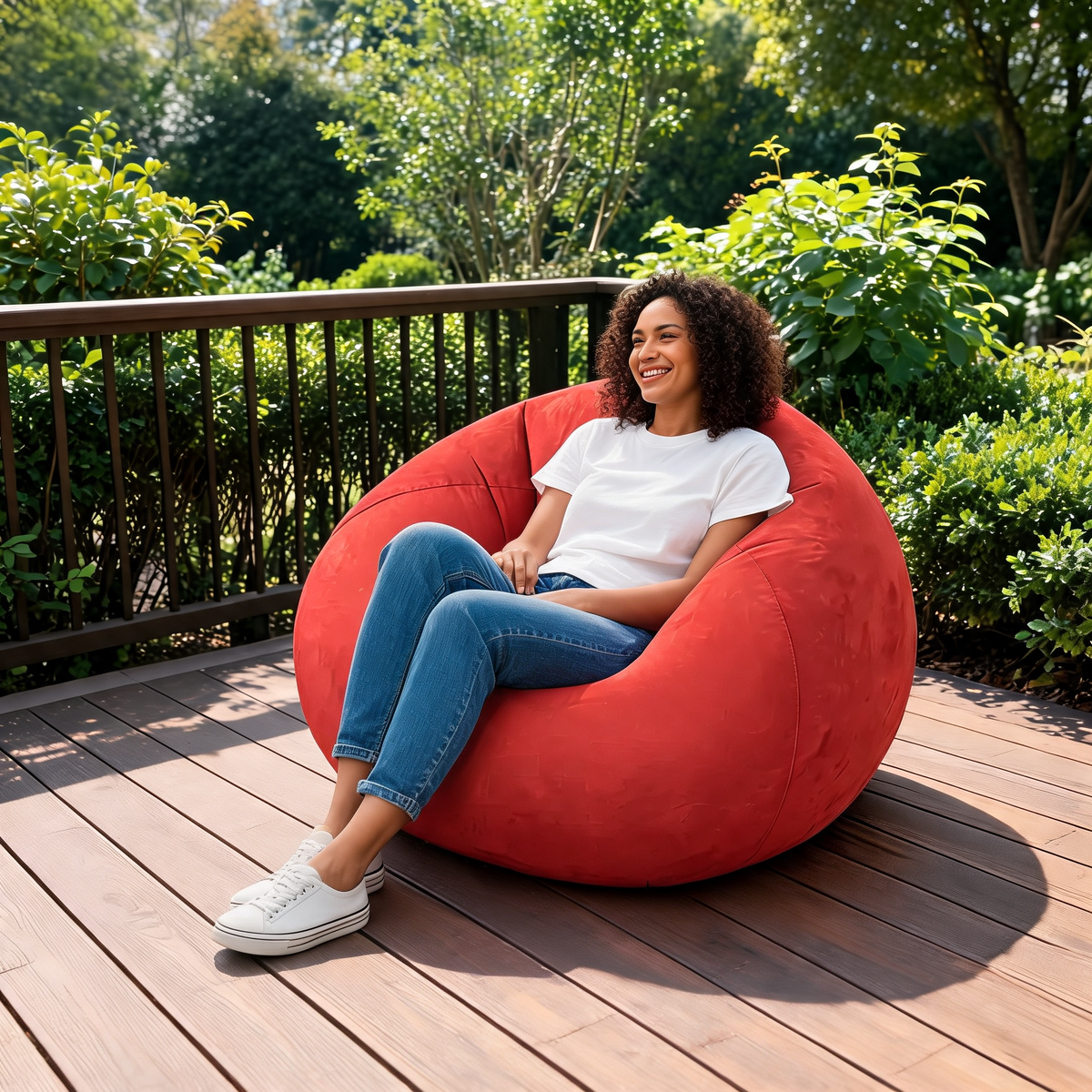 Pouf Gonflable Rouge Déco