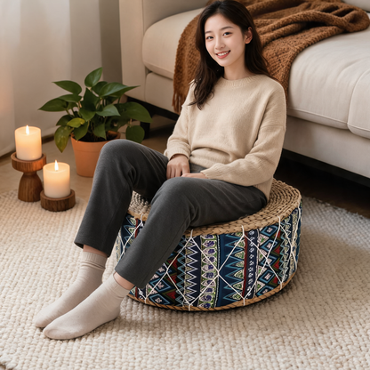 Pouf Marocain En Rotin