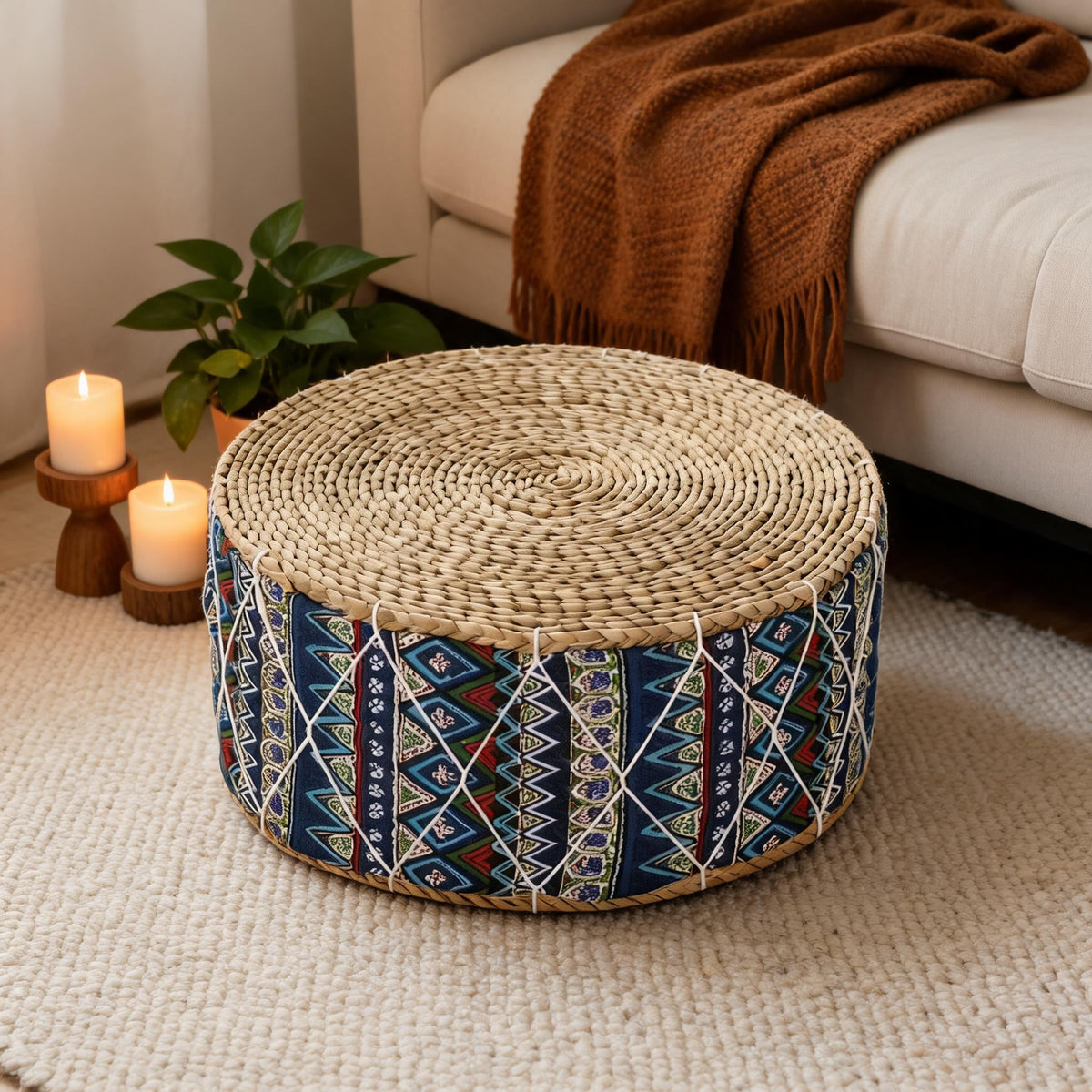 Pouf Marocain En Rotin