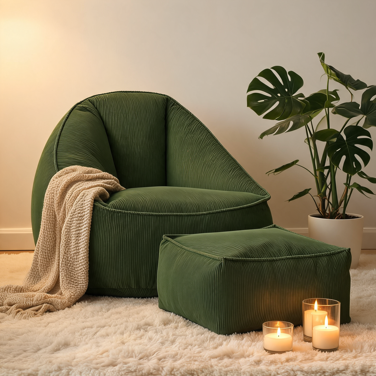 Pouf Poire Vert Salon Canapé