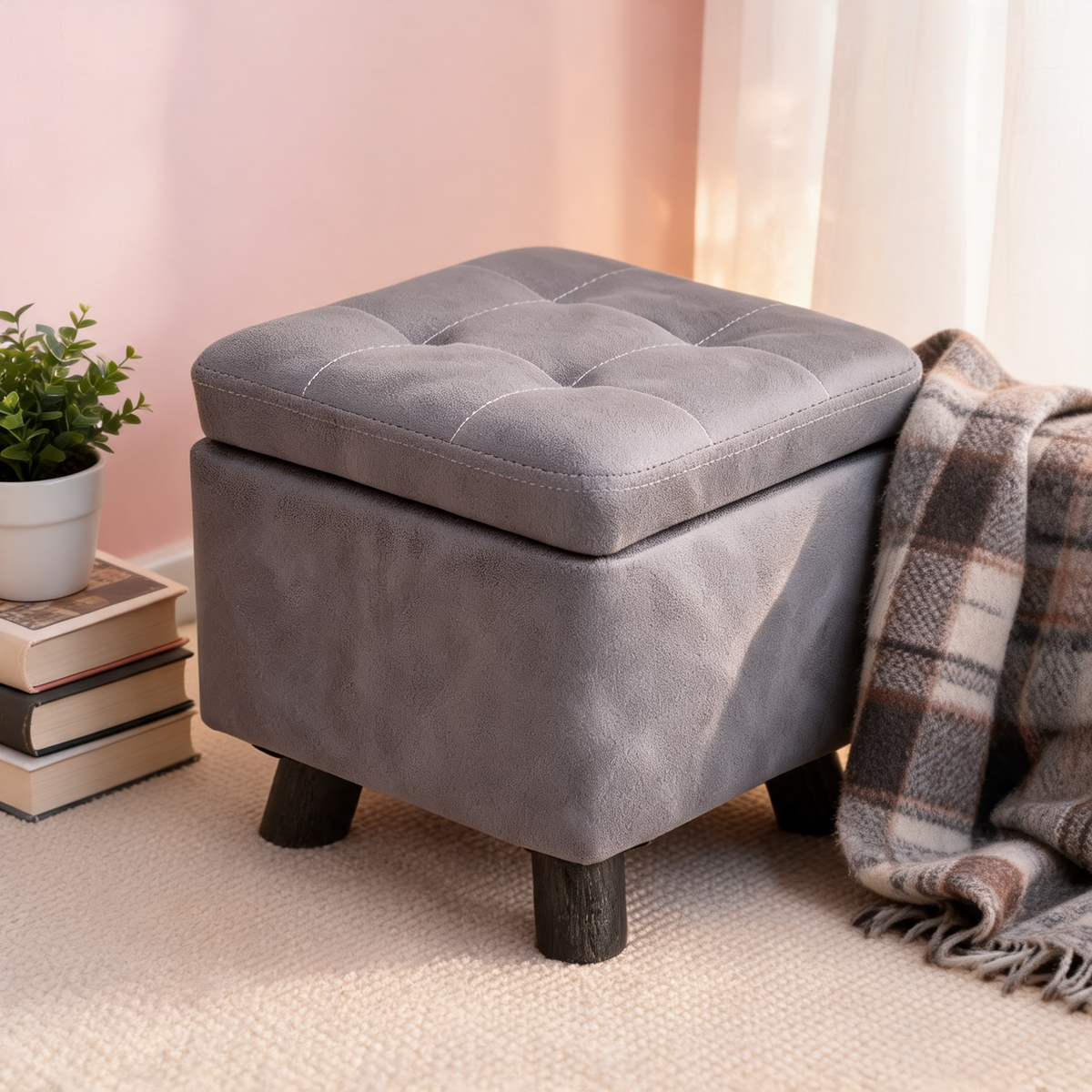 Pouf Rangement Chambre Gris
