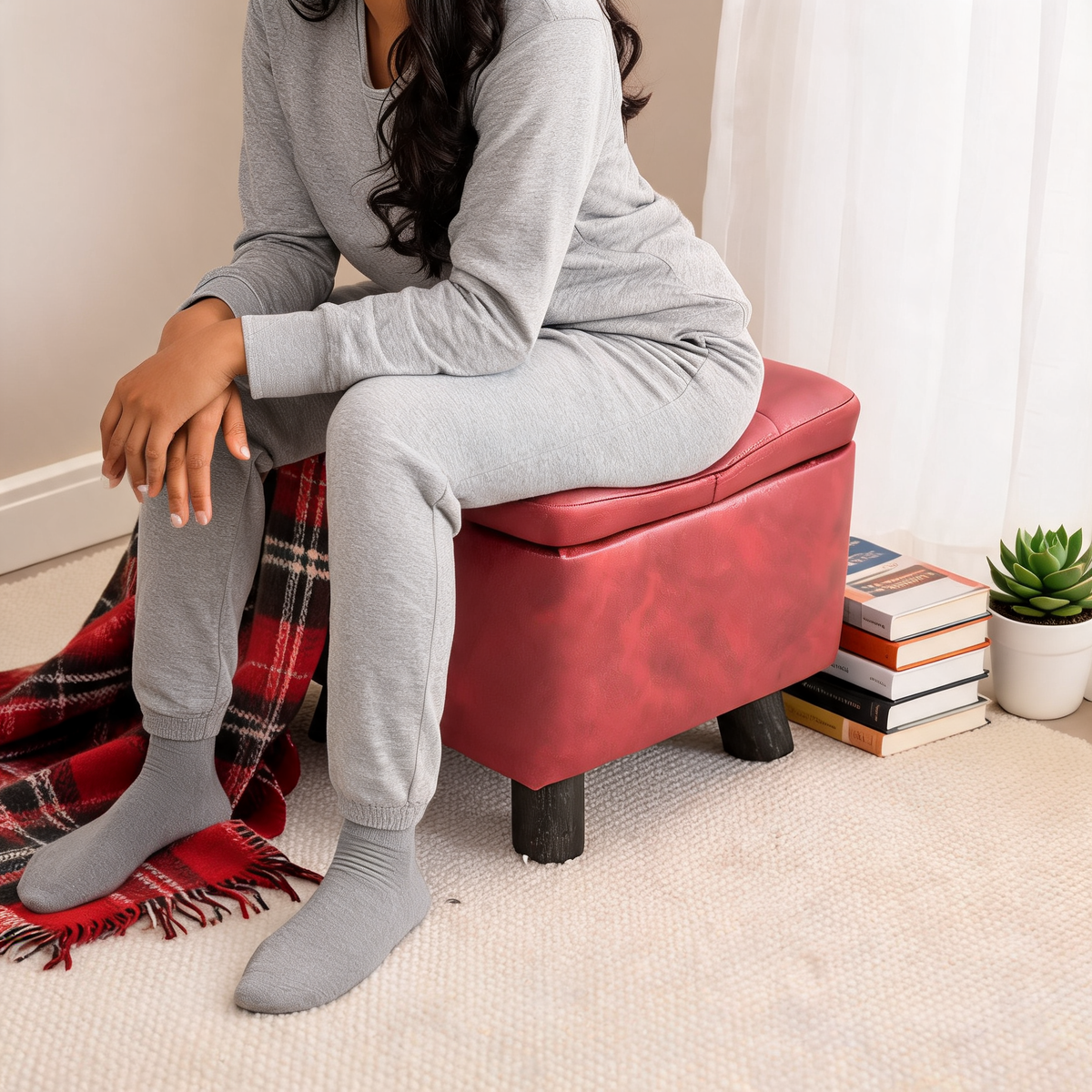 Pouf Rangement Chambre Rouge
