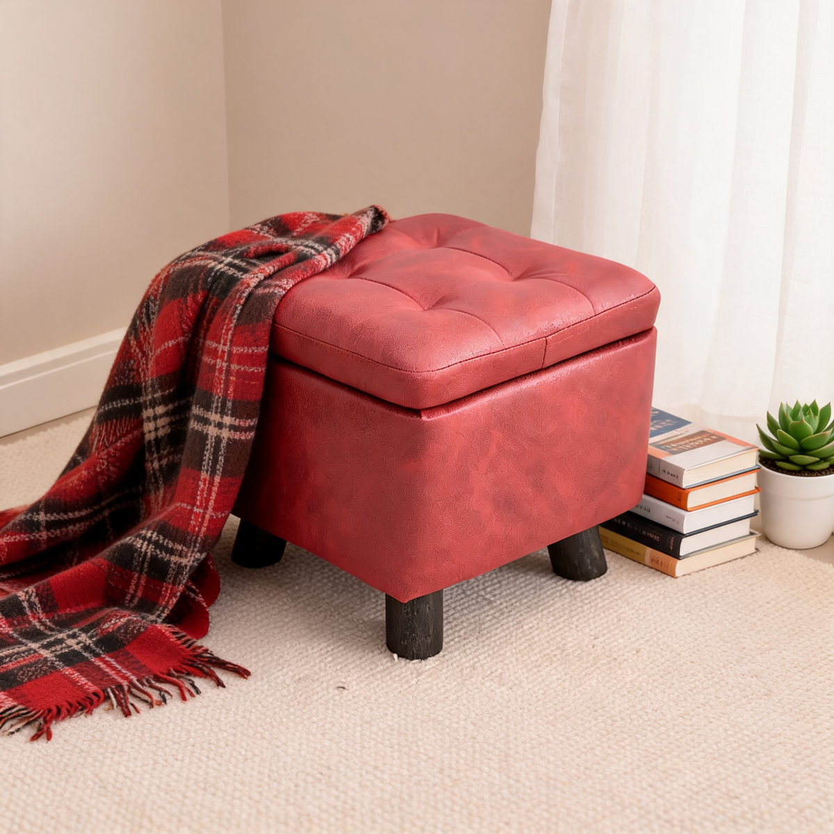 Pouf Rangement Chambre Rouge