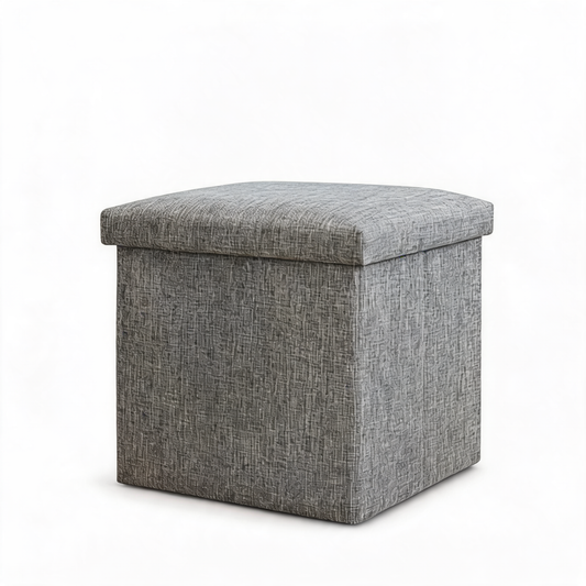 Pouf Rangement Couvercle Gris