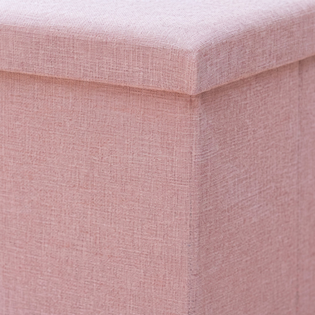 Pouf Rangement Rose Coffre Couvercle