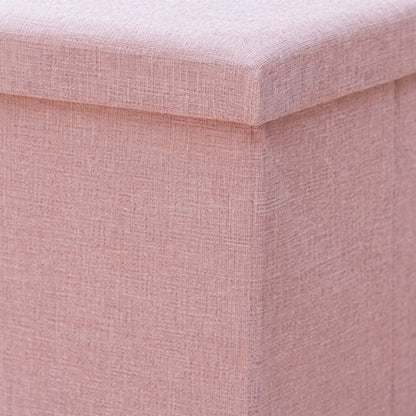 Pouf Rangement Rose Coffre Couvercle