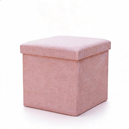 Pouf Rangement Rose Coffre Couvercle