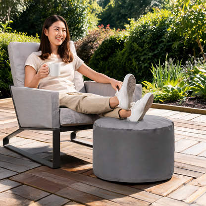 Pouf Repose Pied Extérieur Gris