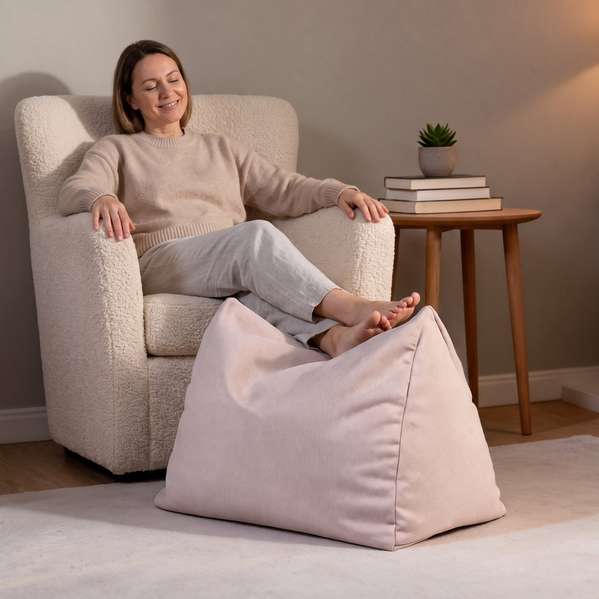 Pouf Repose Pied Gris Rosé