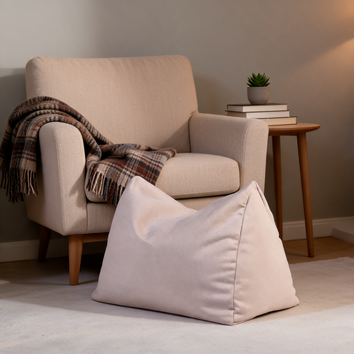 Pouf Repose Pied Gris Rosé