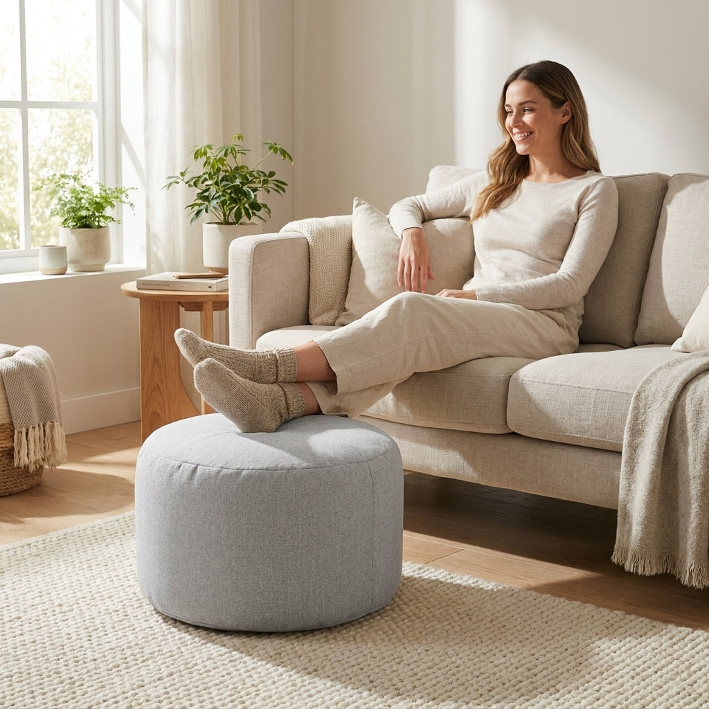 Pouf Repose-Pieds Gris Clair