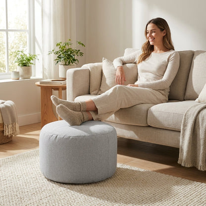 Pouf Repose-Pieds Gris Clair