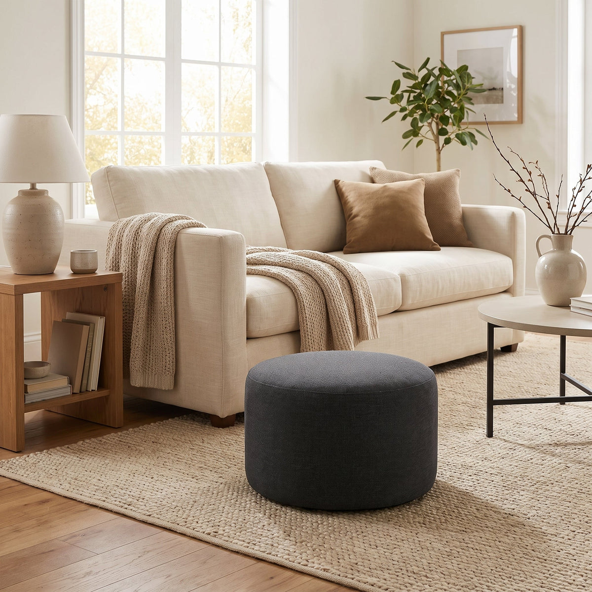 Pouf Repose-Pieds Gris Foncé
