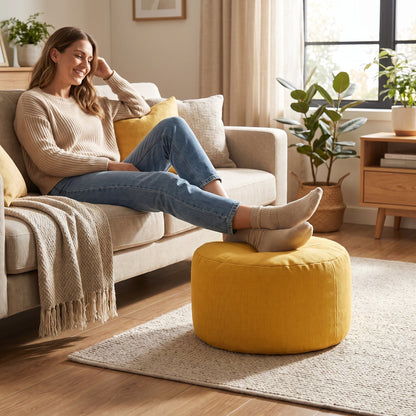 Pouf Repose-Pieds Jaune