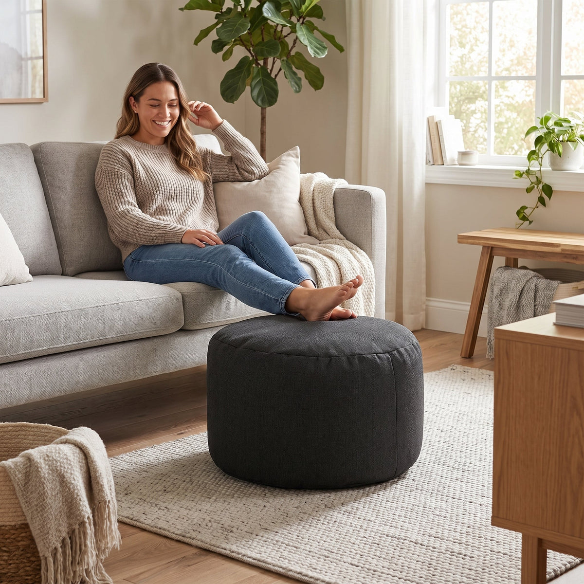 Pouf Repose-Pieds Noir
