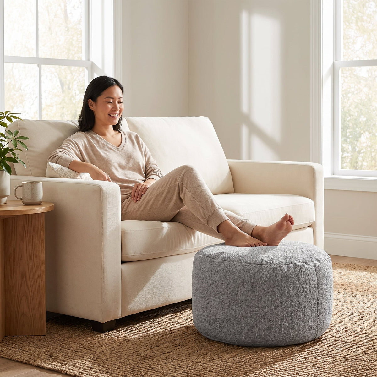 Pouf Repose-Pieds Salon Gris