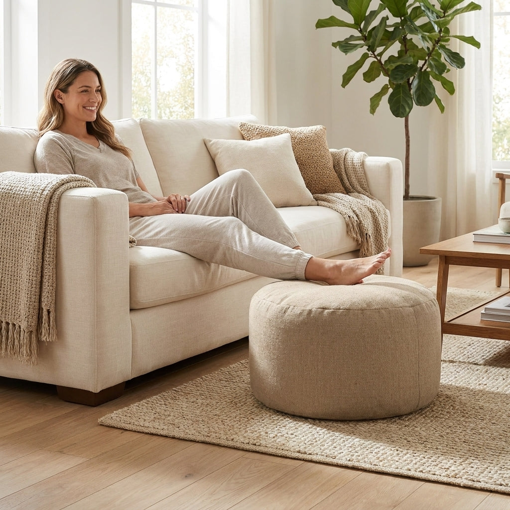 Pouf Repose-Pieds Salon Marron Clair