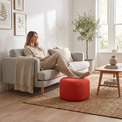 Pouf Repose-Pieds Scandinave Rouge