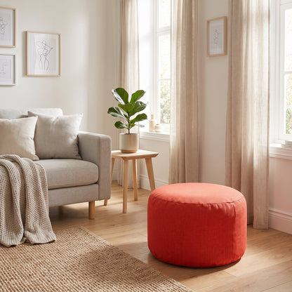 Pouf Repose-Pieds Scandinave Rouge