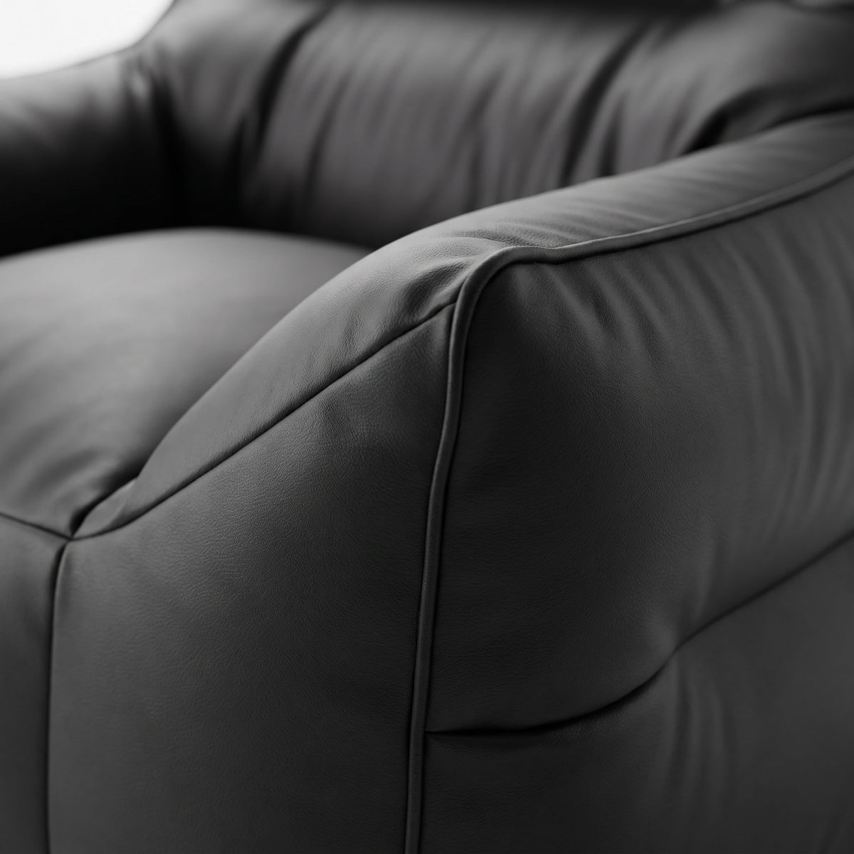 Pouf Salon Noir Fauteuil Cuir