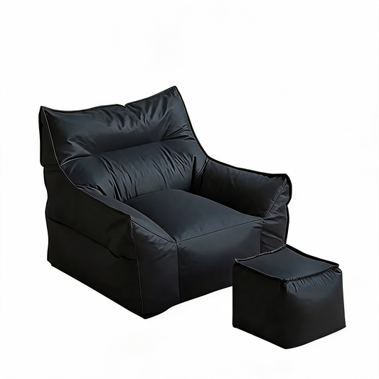 Pouf Salon Noir Fauteuil Cuir