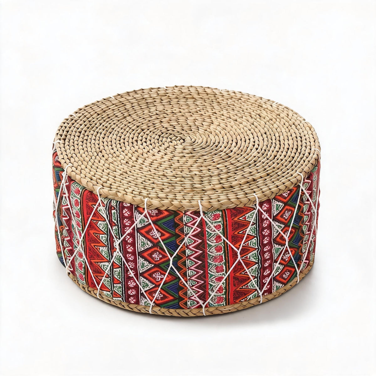 Pouf Tabouret Kilim Rotin