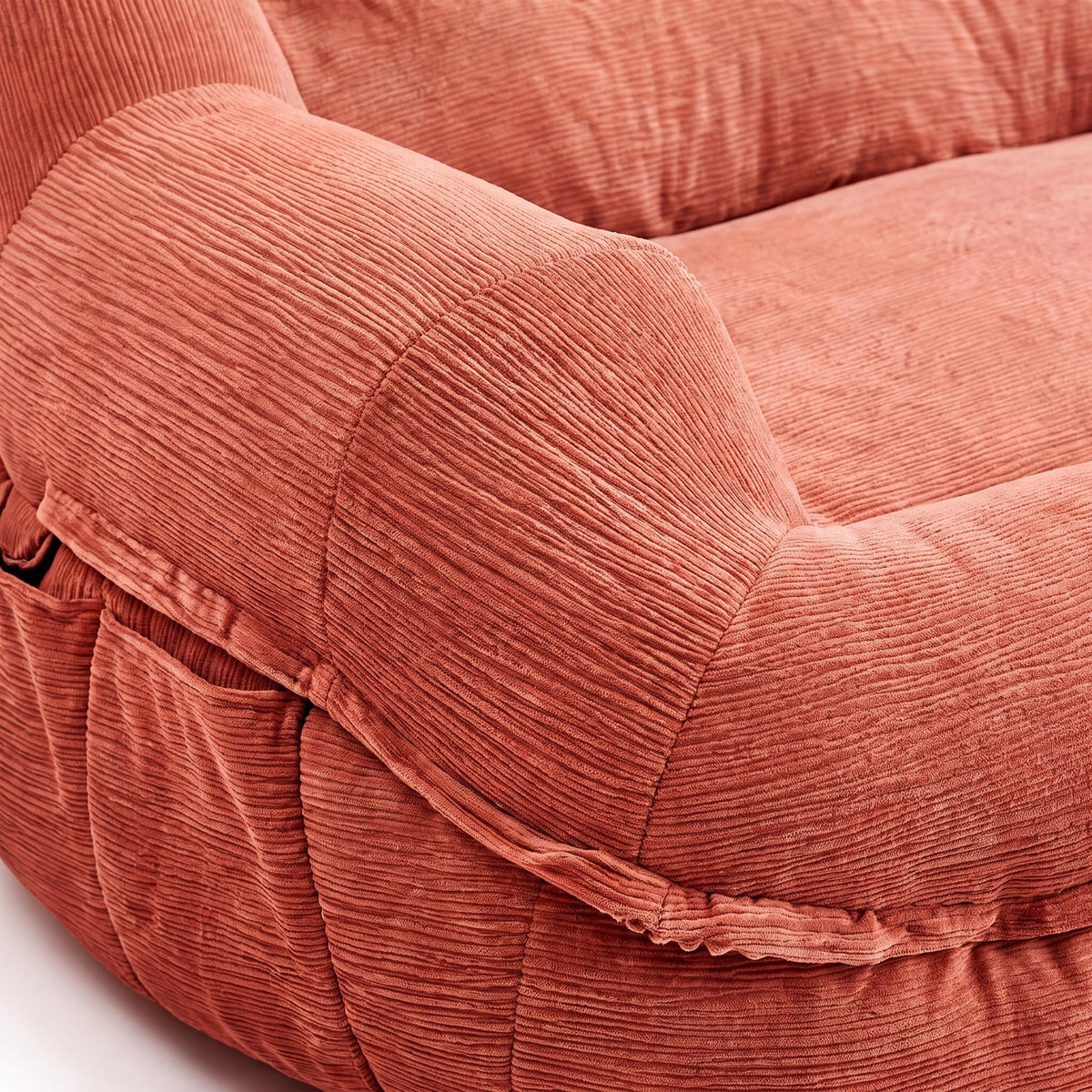 Pouf Velours Côtelé Terracotta