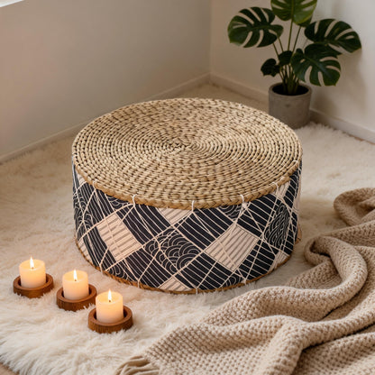 Tabouret Pouf En Rotin Bohème chic